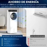 HOMCOM Climatizador Evaporativo 3 en 1 con Ventilador Enfriador y Humidificador 6 Velocidades 3 Modos y Depósito de 6,5 L(m-8)