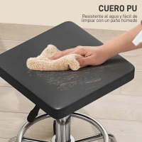 HOMCOM Taburete Giratorio Ajustable Con Asiento Acolchado Reposapiés y Ruedas para Salones y Talleres 34x34x50-66 cm Negro(m-7)