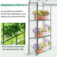 Outsunny Estufa Transparente de Jardim Estufa de Plantas de 3 Níveis com Prateleiras Estrutura de Aço 143x143x195cm Transparente e Verde(m-7)