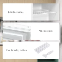 HOMCOM Mini Congelador de 35L con Temperatura Ajustable Puerta Reversible y Bajo Consumo Energético para Cocina Camping Blanco(m-7)