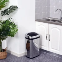 HOMCOM Sensor Mülleimer 30L Edelstahl Automatischer Mülleimer mit Bewegungssensor, Abfalleimer Müllbehälter Abfallbehälter für Büro, Schlafzimmer, Küchen Silber(m-2)