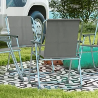 Outsunny Conjunto de 4 Sillas de Camping Plegables con Reposabrazos para Jardín Terraza Carga 120 kg 53x54x76 cm Gris(m-8)