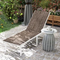 Outsunny Tumbona Reclinable de Jardín Exterior con Ruedas Respaldo Ajustable en 5 Posiciones y Marco de Acero 166 Marrón(m-9)