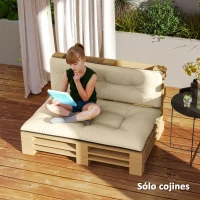 Outsunny Conjunto de 2 Cojines para Palets Acolchados de 120cm de Largo Impermeable Anti-UV para Interior y Exterior Beige(m-7)