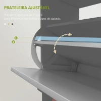HOMCOM Sapateira Móvel Sapateira Estreita com 2 Portas e 1 Gaveta para 8 Pares de Sapatos 60x23,5x98,5 cm Cinzento(m-5)