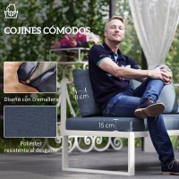 Outsunny Conjunto de Jardín Exterior con 2 Sofás de 2 Plazas con Asiento Ajustable Sofá de Esquina y Mesa de Centro Beige y Gris(m-6)