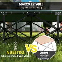 Outsunny Cama de Camping Plegable con Cojín Integrado Reposacabezas y Bolsillo Lateral 187x67x37 cm Gris(m-6)