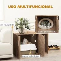 PawHut Mueble Arenero para Gatos 3 en 1 con Puertas Estera para Rascar y Compartimento 80x48x50,5 cm Marrón(m-4)