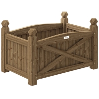 Outsunny Jardinera de Madera Elevada para Cultivar Plantas Flores Hierba para Jardín Balcón Terraza 60x39x37 cm Café Oscuro