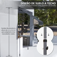 Outsunny Toldo Manual Retráctil 200x120x210-310 cm para Balcón y Terraza con Altura Ajustable con Manivela Negro(m-4)
