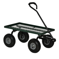 Outsunny Carrito de Jardín con Manija Acolchada y 4 Ruedas Grandes Estructura de Acero Carga 150 kg 94x48,5x100 cm Verde y Negro