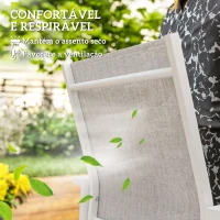 Outsunny Conjunto de 2 Cadeiras de Jardim Empilháveis com Tecido Transpirável e Estrutura em Aço 56x58x89 cm Branco e Cinzento(m-6)