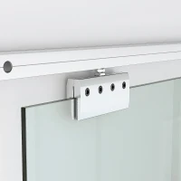 HOMCOM Porta de Correr de Vidro 75x210 cm Porta de Correr de Vidro com Trilho Translúcida(m-9)
