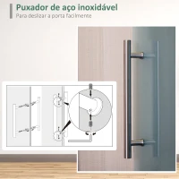 HOMCOM Porta de Correr de Vidro 102,5x205 cm Porta de Correr de Vidro com Trilho Translúcida(m-6)