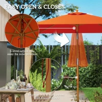 Outsunny 2m Tilting Wooden Pole Parasol - Orange(m-6)