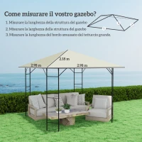 Outsunny Copertura per Gazebo 3x3 m da Giardino con 8 Fori di Drenaggio, in Tessuto Oxford 600D, Bianco Crema(m-3)