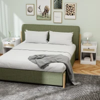 HOMCOM Conjunto de 2 Mesas de Cabeceira Mesas de Cabeceira para Dormitório com Gaveta em Vime 40x40x53 cm Branco(m-9)