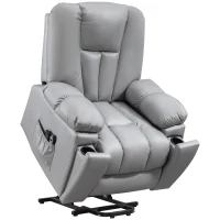 HOMCOM  Scaun Electric Rabatabil cu 8 Puncte de Masaj și Telecomandă, Fotoliu Modern din Microfibră, 94x96x106 cm, Gri(m-11)