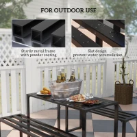 Outsunny Set da Pranzo, 3 Pezzi, 2 Panche e 1 Tavolino, per 4 Persone, in Metallo, Nero(m-4)