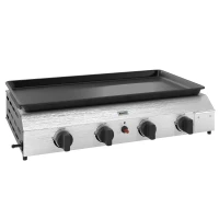 Outsunny Grătar pe Gaz cu 4 Arzătoare, Picioare Reglabile și Tavă de Colectare a Grăsimii, 77x44.5x19 cm, Argintiu(m-11)