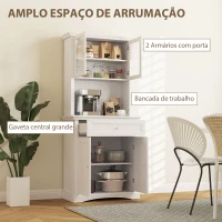 HOMCOM Armário de Cozinha Moderno com 1 Gaveta 4 Portas e Prateleiras Ajustáveis Armário Alto de Cozinha 79x40x180 cm Branco(m-4)