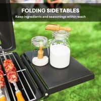 Outsunny Two-Burner Portable Suitcase BBQ - Black(m-5)