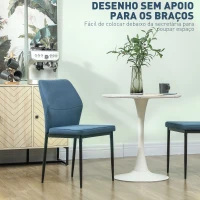 HOMCOM Conjunto de 2 Cadeiras de Jantar Modernas Cadeiras de Cozinha com Assento Acolchoado e Estofado Encosto Curvo 45x57x86 cm Azul Escuro(m-7)