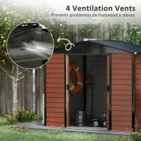 Outsunny Szopa na narzędzia metalowa, odporna na warunki atmosferyczne i rdzę, zamykana, 2,40 x 2,06 x 1,98 m, teka(m-7)