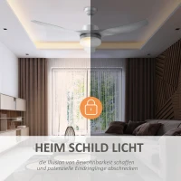 HOMCOM Deckenventilator mit LED-Licht, 2-in-1 Design, mit Timer, Fernbedienung, Deckenlampe mit Ventilator, Weiß(m-9)