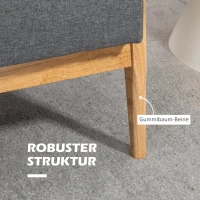 HOMCOM Driezitsbank van Kautschukhout, 154,5 x 69,5 x 73 cm, Grijs(m-5)