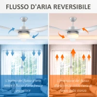HOMCOM Ventilatore da Soffitto con Luce LED a 3 Modalità con Telecomando, 6 Velocità, Φ132x40cm(m-6)