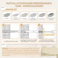 PawHut Kletterwand-Set für Katzen, 4-teilig, mit Katzentreppe, Hängematte, Plattform und Kratzbaum, Beige(m-7)