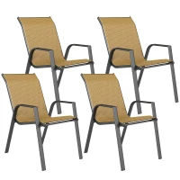 Outsunny Four-Piece Stacking Rattan Garden Seat Set - Khaki(m-1)