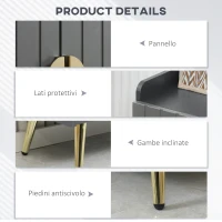 HOMCOM Scarpiera Slim Moderna a 4 Livelli con 2 Ante e Ripiani Regolabili per max 15 Scarpe, in Truciolato e Acciaio, 60x33x100 cm, Grigio e Oro(m-7)