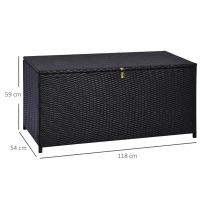 Outsunny Cufăr de Exterior de 284L din Ratan PE cu Pistoane cu Gaz și Cadru Metalic, 118x54x59 cm, Maro Închis(m-3)
