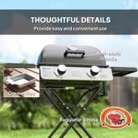 Outsunny Two-Burner Portable Suitcase BBQ - Black(m-7)
