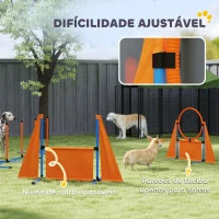 PawHut Conjunto de Treino de Agilidade para Cães com Piquetes para Slalom Zona de Descanso Barreira Anel de salto e Bolas Laranja(m-5)