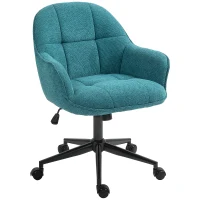 HOMCOM Scaun Home Office, Scaun de Birou Reglabil pe Înălțime cu Roți Pivotante pentru Studiu, Dormitor, 63x66x86-96 cm, Verde închis(m-11)