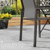 Outsunny Set de 2 Scaune de Grădină cu Cadru din Aluminiu, Plasă Respirabilă și Cotiere, 56x58x89 cm, Gri Închis(m-5)