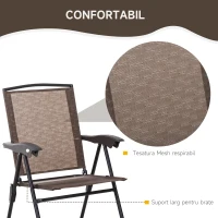 Outsunny Set de mobilier pentru gradina cu masa din sticla securizata, maro(m-5)