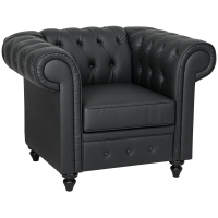 Fotoliu Chesterfield din Piele Ecologică PU, Negru
