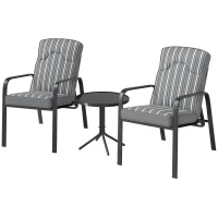 Outsunny Three-Piece Reclining Chair Set - Grey(m-11)
