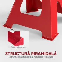 HOMCOM Set de 2 Suporturi pentru Mașină cu Înălțime de Ridicare Reglabilă, 20x17x29-42,5 cm, Roșu(m-7)