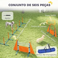 PawHut Conjunto de Treino de Agilidade para Cães com Piquetes para Slalom Zona de Descanso Barreira Anel de salto e Bolas Laranja(m-4)