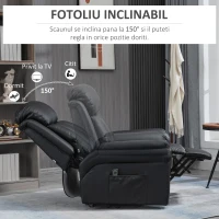 HOMCOM Fotoliu Electric Ridicare Persoane Rabatabil  cu capitonaj Gros si Telecomanda, 96x93x105 cm, Negru(m-5)
