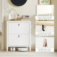 HOMCOM Sapateira Estreita com 2 Gavetas Prateleiras Ajustáveis e Puxadores em PU para 14 Pares de Sapatos 80x24x95,5 cm Branco(m-7)