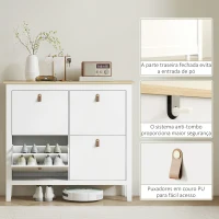 HOMCOM Sapateira para Entrada com 4 Gavetas Prateleiras Ajustáveis e Puxadores em PU para 20 Pares de Sapatos 105x24x95,5 cm Branco(m-7)