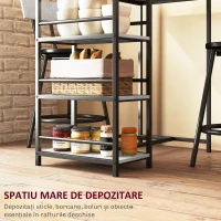 HOMCOM Set Masă de Bar cu 3 Rafturi și 2 Scaune cu Spătar, 90x50x90.5 cm, Gri Deschis(m-5)