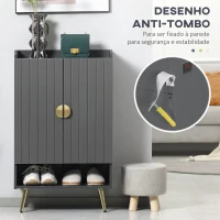 HOMCOM Sapateira com Prateleira Aberta e Prateleiras Ajustáveis para 15 Pares de Sapatos para Corredor Entrada 60x33x100 cm Cinza Escuro(m-6)
