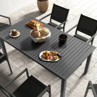 Outsunny Tavolo da Esterno per 8-10 Persone Allungabile da 180/240cm in Acciaio e Alluminio, Grigio Scuro(m-6)
